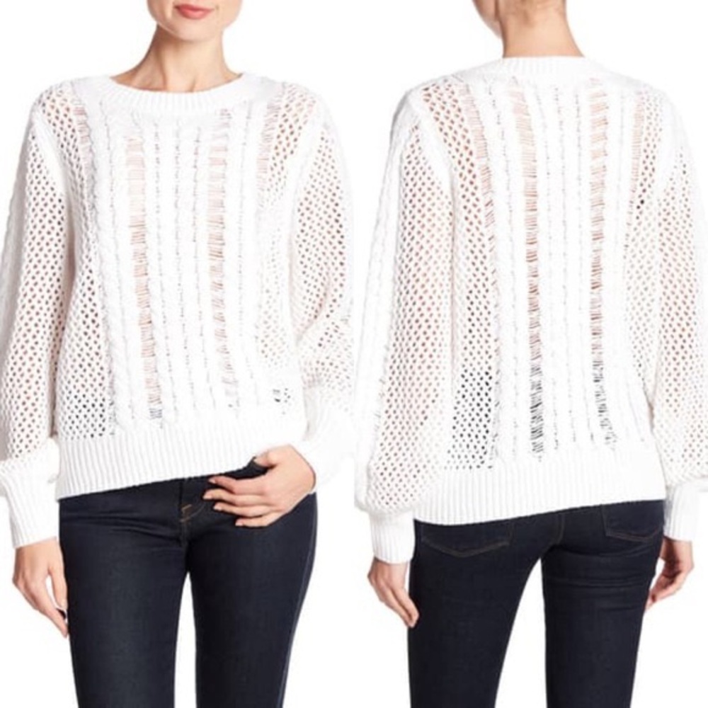 360 Sweater Porter White Open Knit Sweater XS